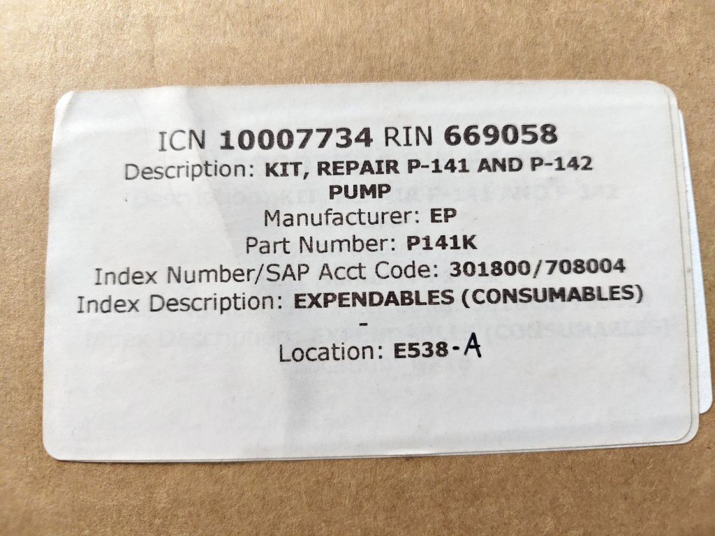KIT, REPAIR P-141 AND P-142 PUMP