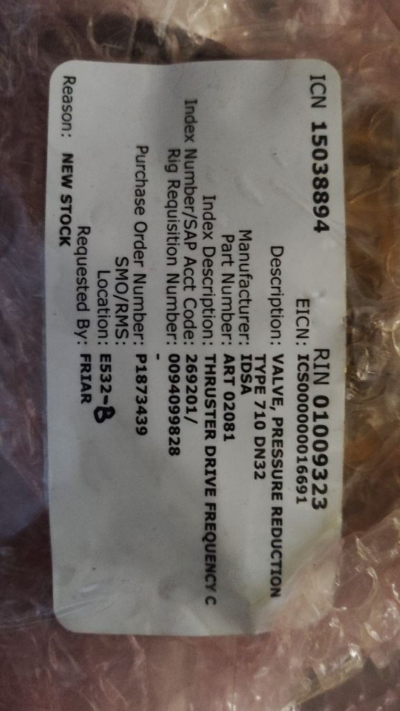 VALVE, PRESSURE REDUCTION TYPE 710 DN32