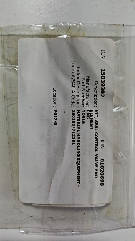 KIT, SEAL CONTROL VALVE ELEMENT
