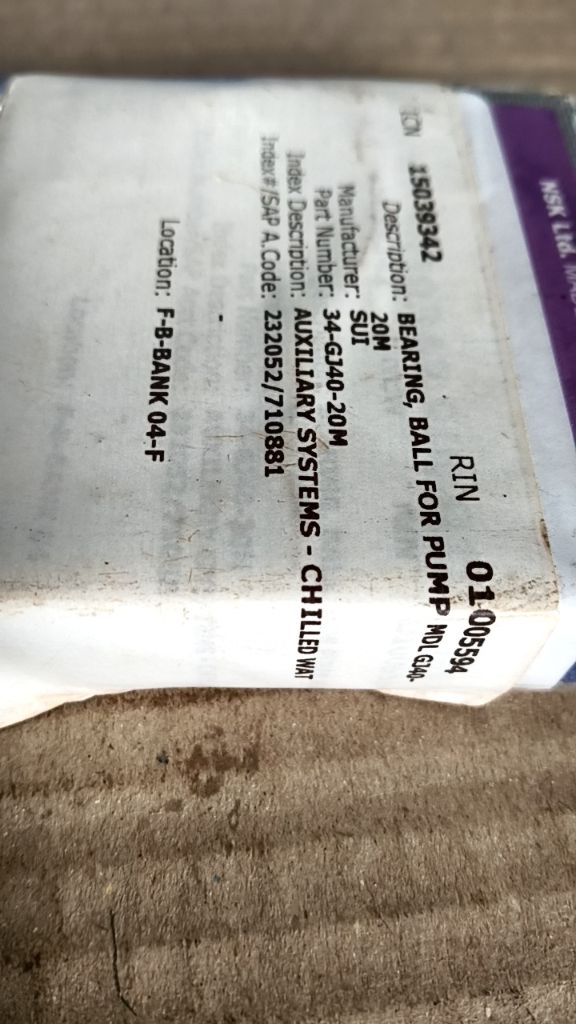 BEARING, BALL FOR PUMP MDL GVD500M