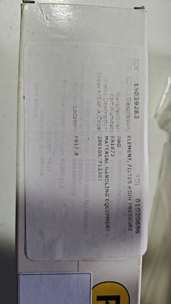 ELEMENT, FILTER HIGH PRESSURE