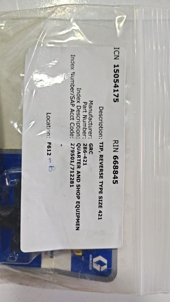TIP, REVERSE TYPE SIZE 421