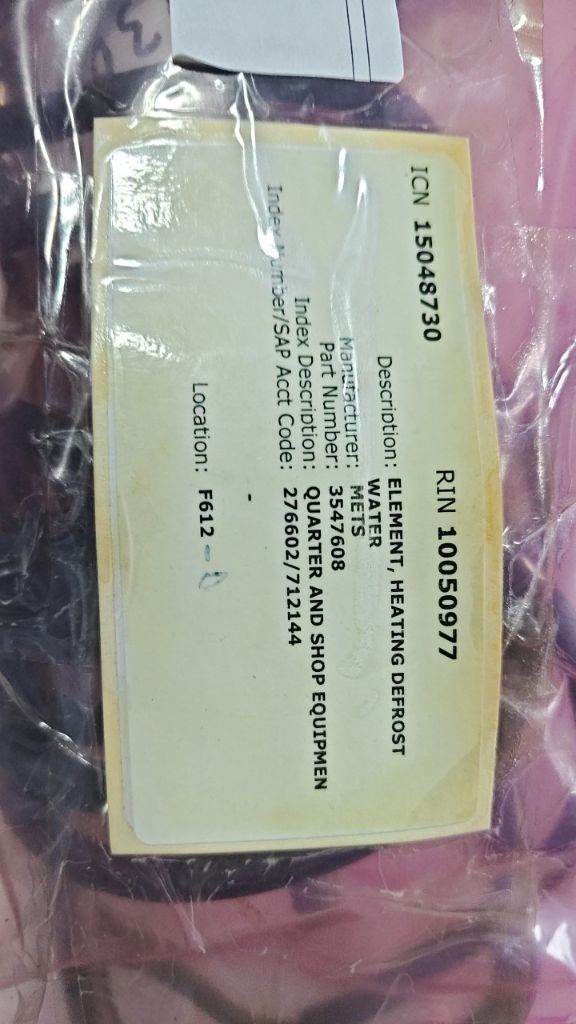 ELEMENT, HEATING DEFROST WATER