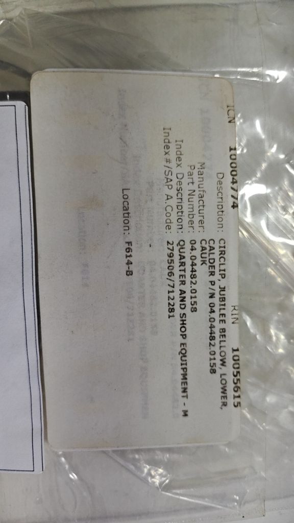 CIRCLIP, JUBILEE BELLOW, LOWER, CALDER P/N 04.04482.0158