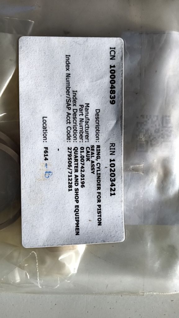 RING, CYLINDER FOR PISTON SEAL ASSY 1000 BAR