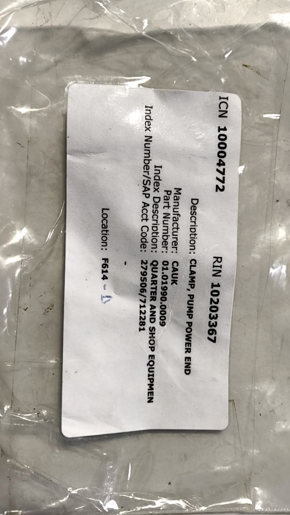 CLAMP, PUMP POWER END