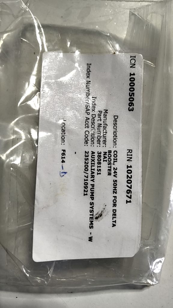 COIL, 24V 50HZ FOR DELTA BOOSTER