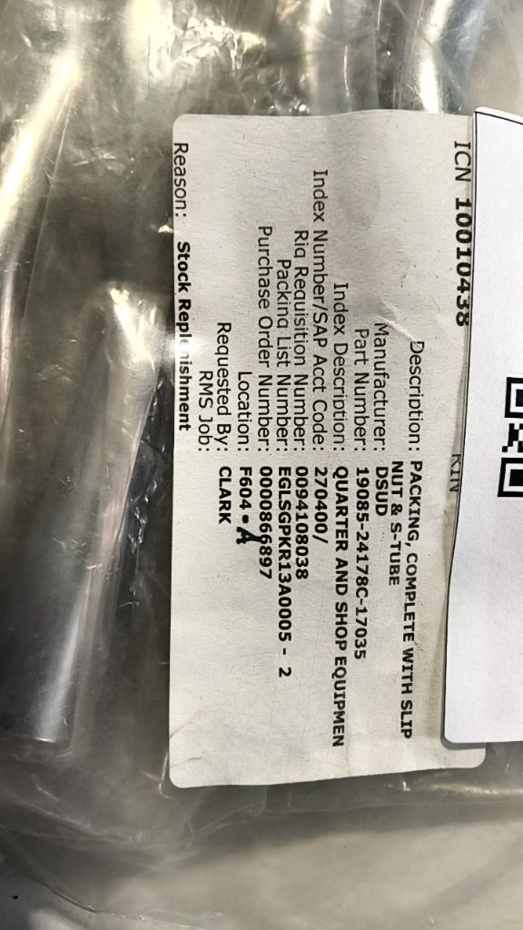 PACKING, COMPLETE WITH SLIP NUT & S-TUBE