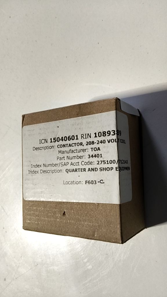 CONTACTOR, 208-240 VOLT COIL