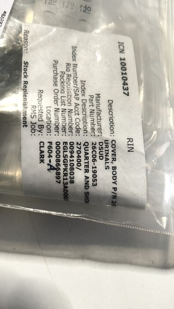 COVER, BODY P/N 26C06 FOR URINALS