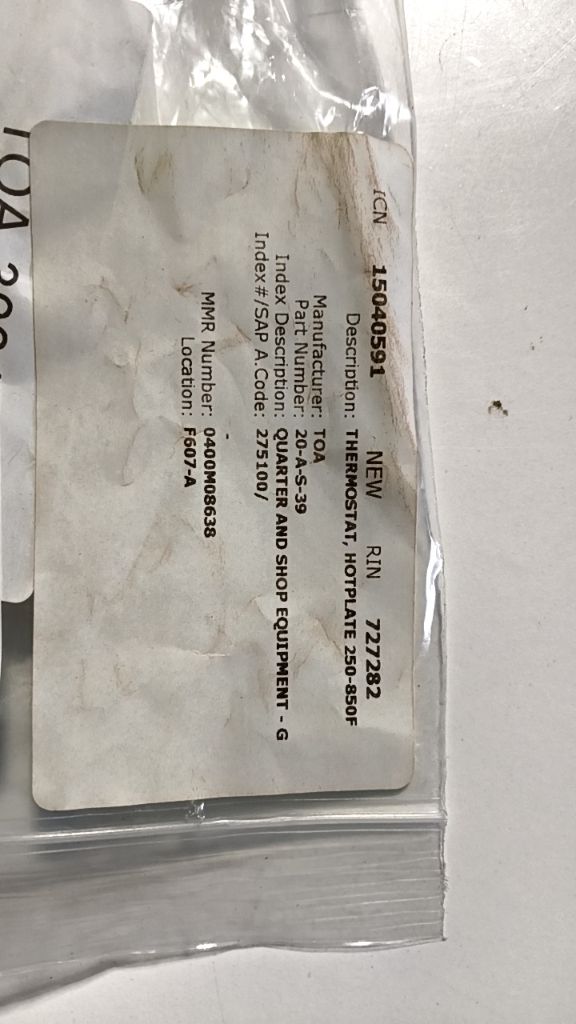 THERMOSTAT, HOTPLATE 250-850F