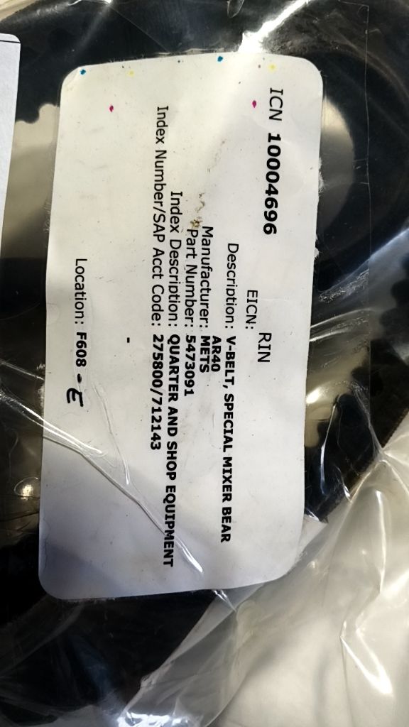 V-BELT, SPECIAL MIXER BEAR AR40