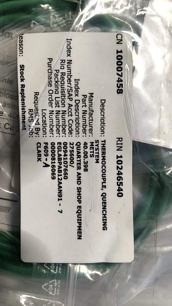 THERMOCOUPLE, QUENCHING SYSTEM