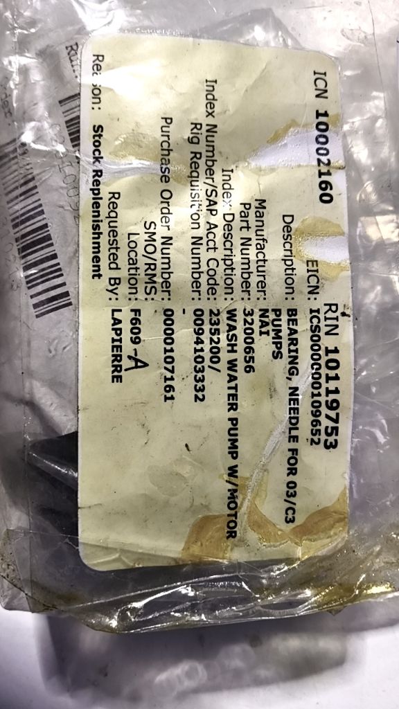 BEARING, NEEDLE FOR 03/C3 PUMPS
