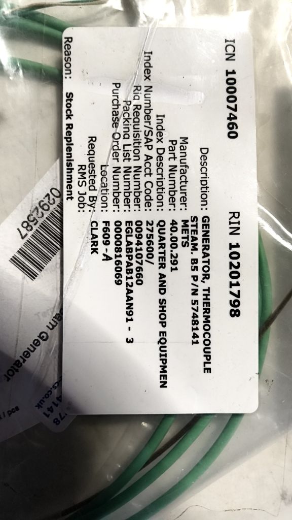 GENERATOR, THERMOCOUPLE STEAM, B5 P/N 5748141