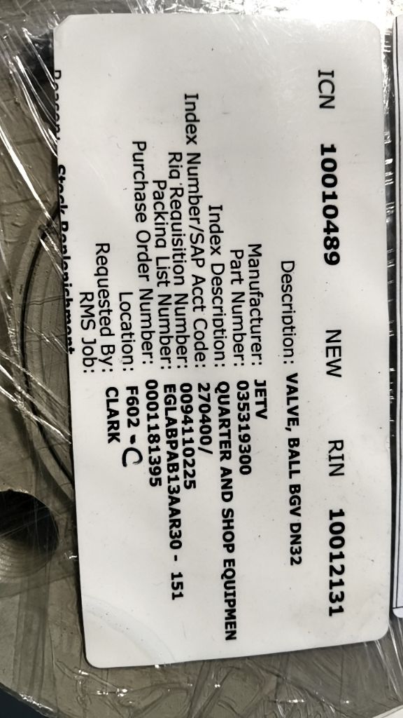 VALVE, BALL BGV DN32