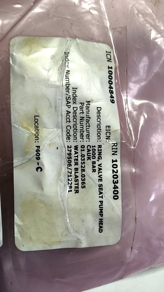 RING, VALVE SEAT PUMP HEAD 1000 BAR