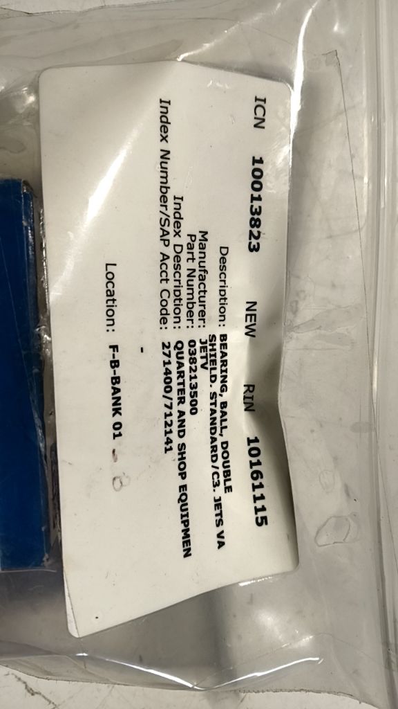 BEARING, BALL, DOUBLE SHIELD, STANDARD/C3, JETS VACUUM P/N 038213500
