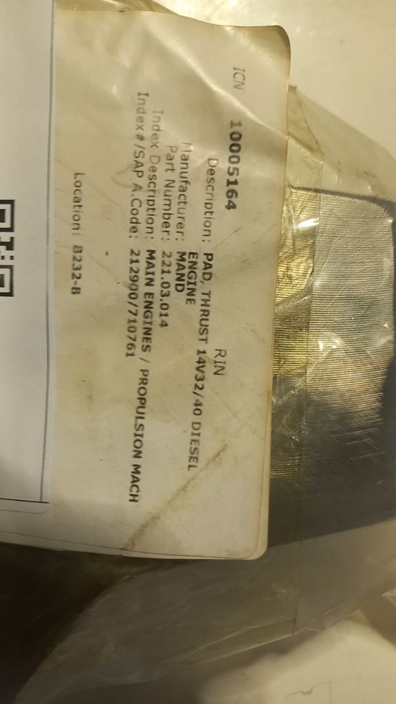 PAD, THRUST 14V32/40 DIESEL ENGINE
