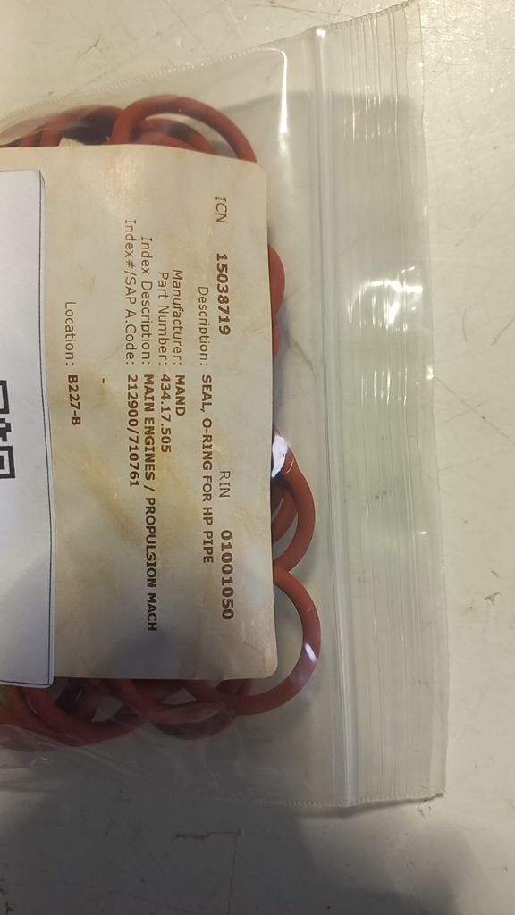 SEAL, O-RING FOR HP PIPE