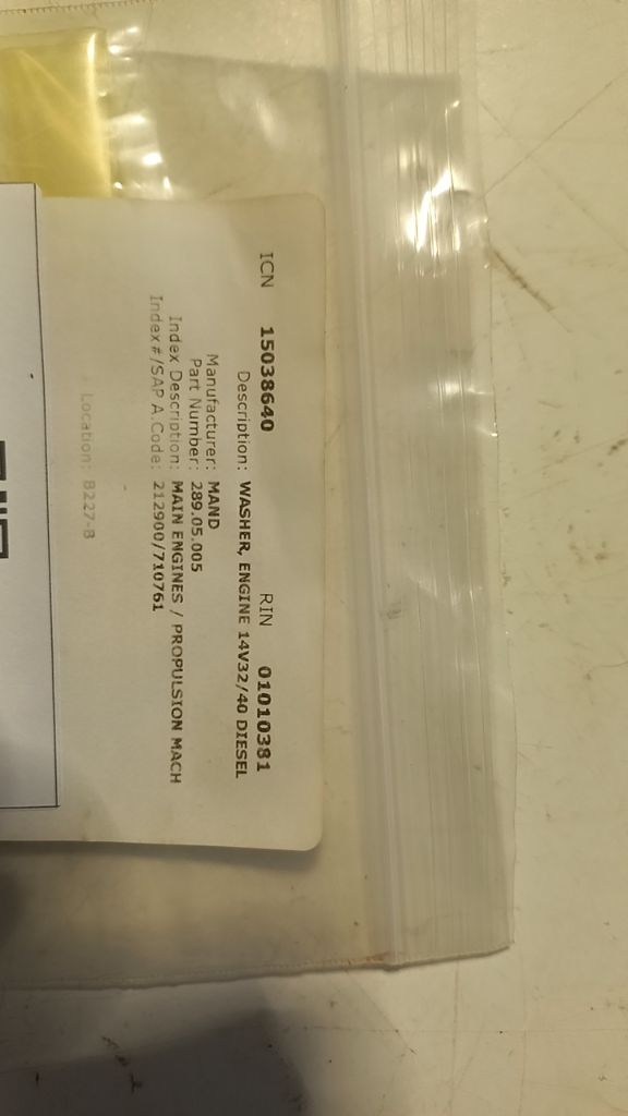 WASHER, ENGINE 14V32/40 DIESEL