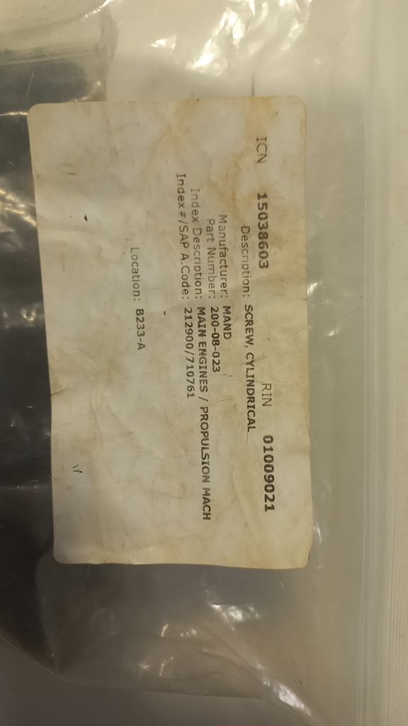 SCREW, CYLINDRICAL