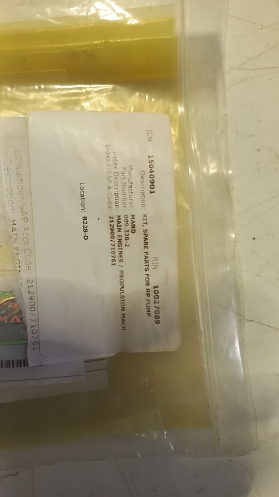 KIT, SPARE PARTS FOR HP PUMP