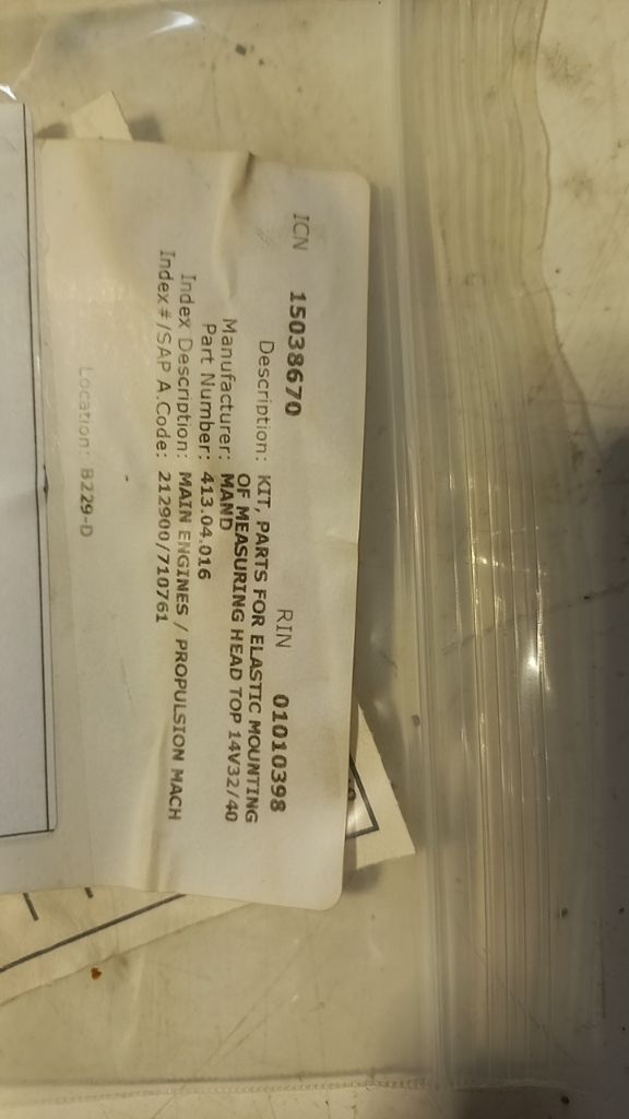 KIT, PARTS FOR ELASTIC MOUNTING OF MEASURING HEAD TOP 14V32/40 DIESEL ENGINE
