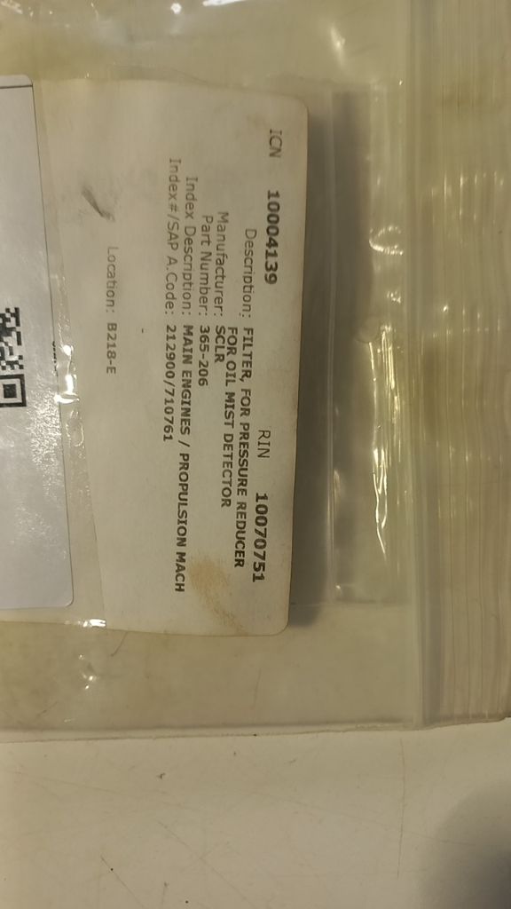 FILTER, FOR PRESSURE REDUCER FOR OIL MIST DETECTOR
