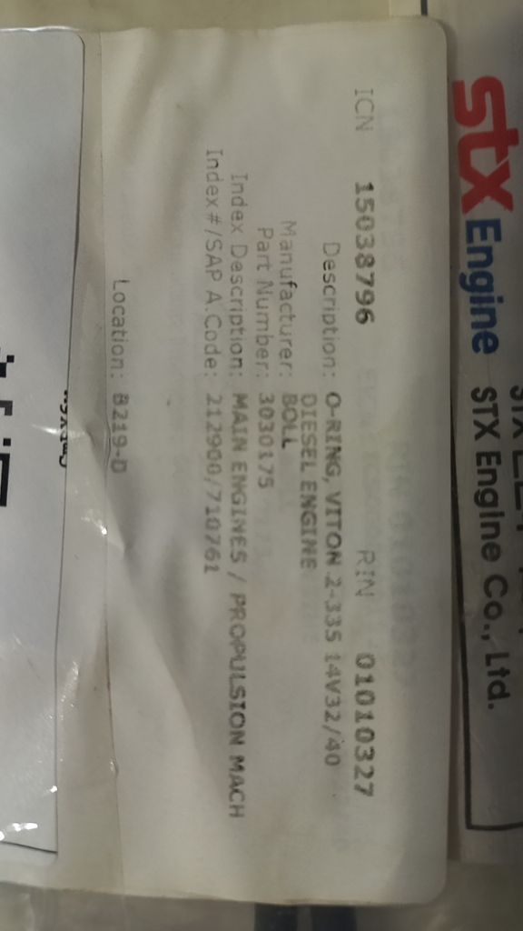 O-RING, VITON 2-013 14V32/40 DIESEL ENGINE