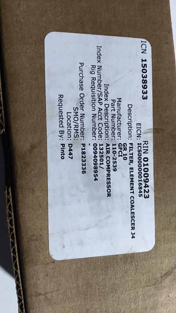 FILTER, ELEMENT COALESCER J4