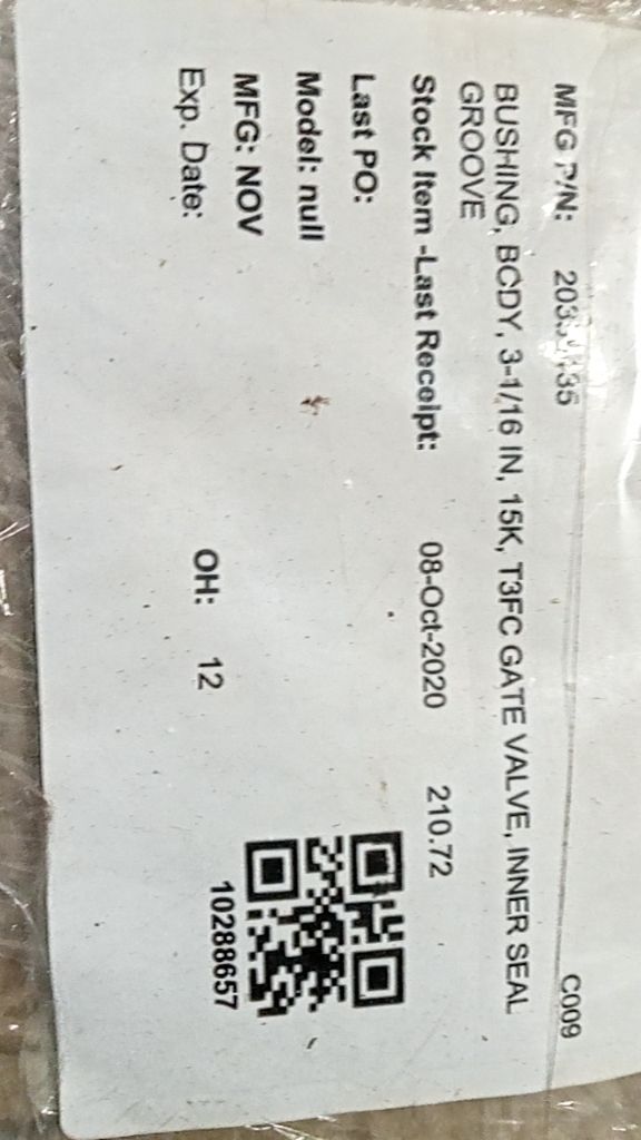 BUSHING, BCDY, 3-1/16 IN, 15K, T3FC GATE VALVE, INNER SEAL GROOVE