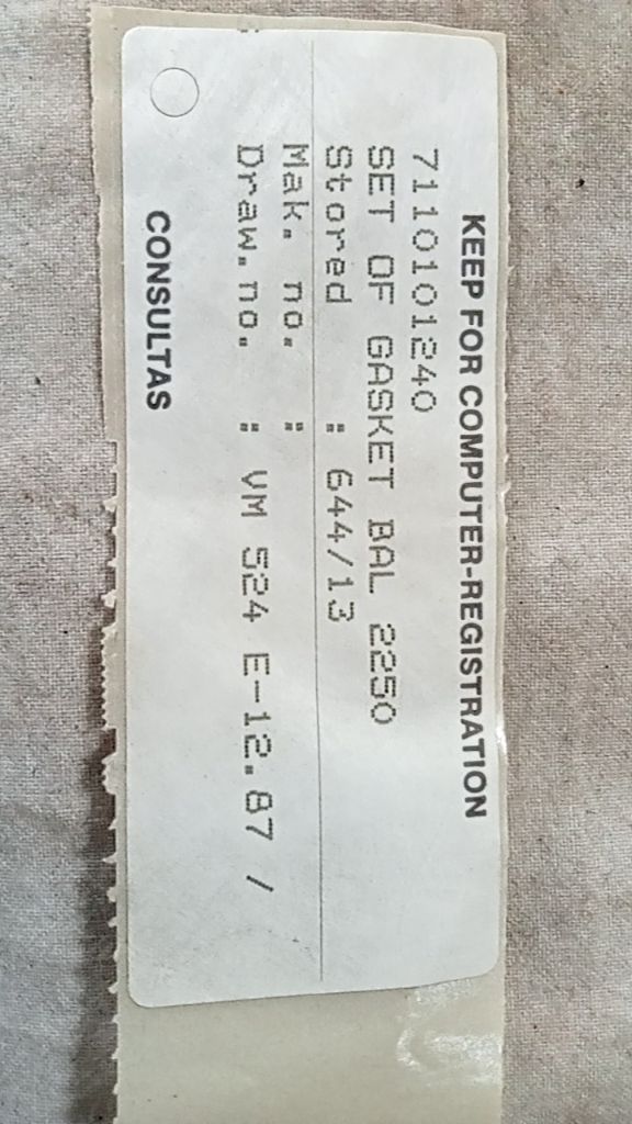 SET OF GASKET BAL 2250