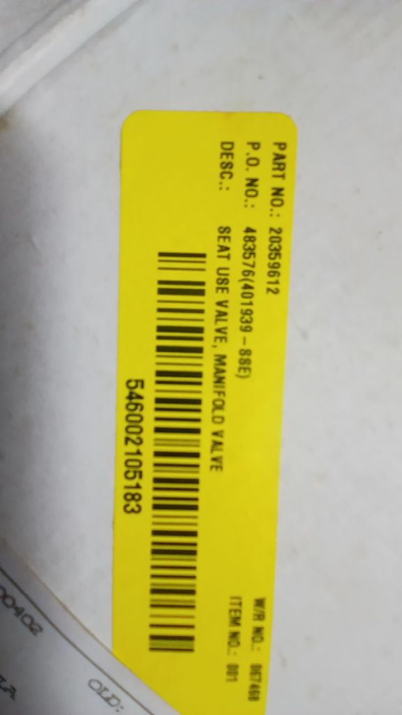 SEAT USE VALVE, MANIFOLD VALVE