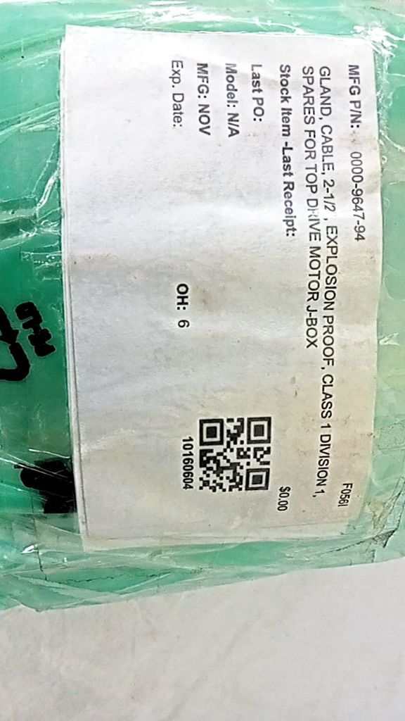 GLND, CABLE, 2-1/2', EXPLOSION PROOF, CLASS 1 DIVISION 1, SPARES FOR TOP DRIVE M