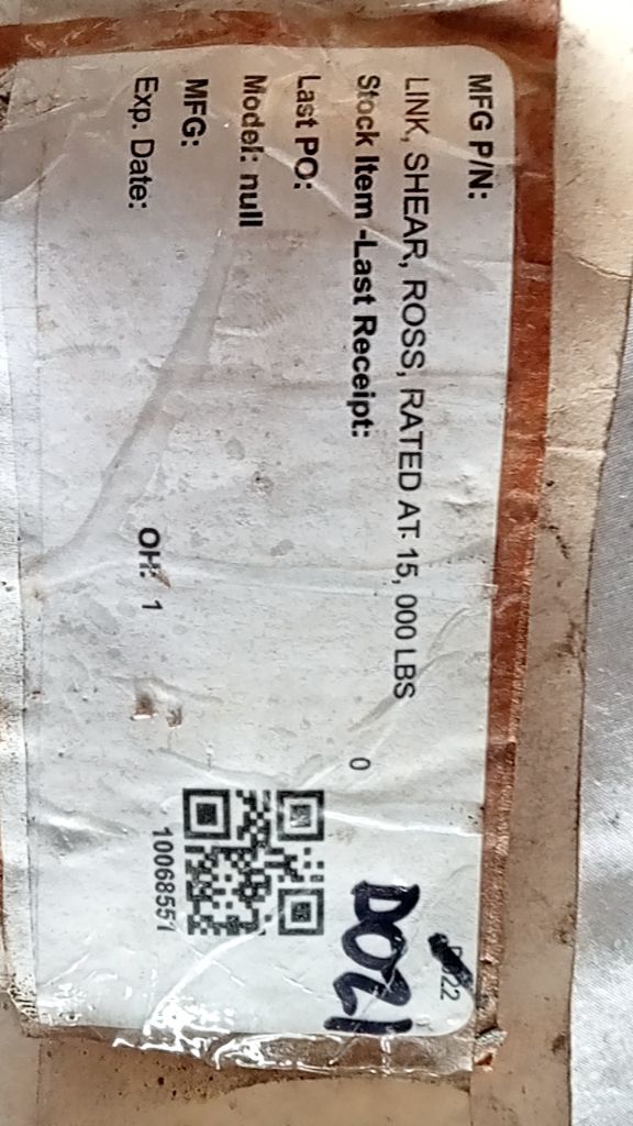 LINK, SHEAR, ROSS, RATED AT 15,000 LBS