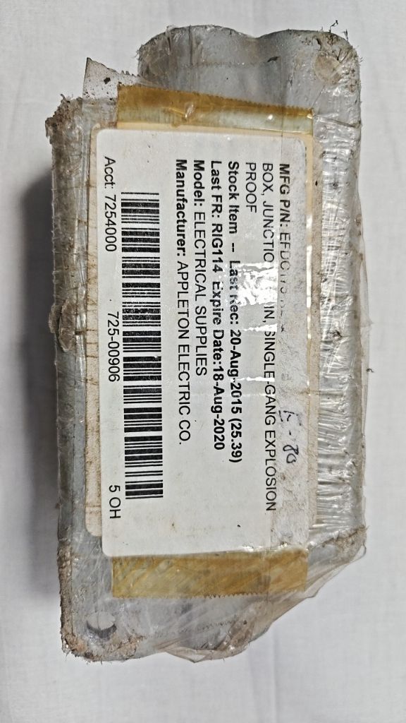 BOX, JUNCTION, SINGLE GANG EXPLOSION PROOF