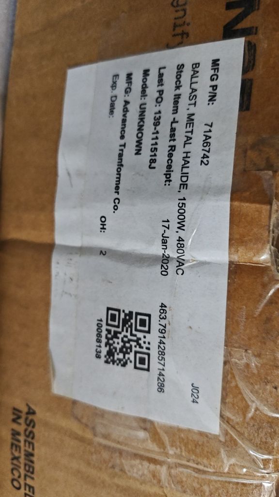BALLAST, METAL HALIDE
