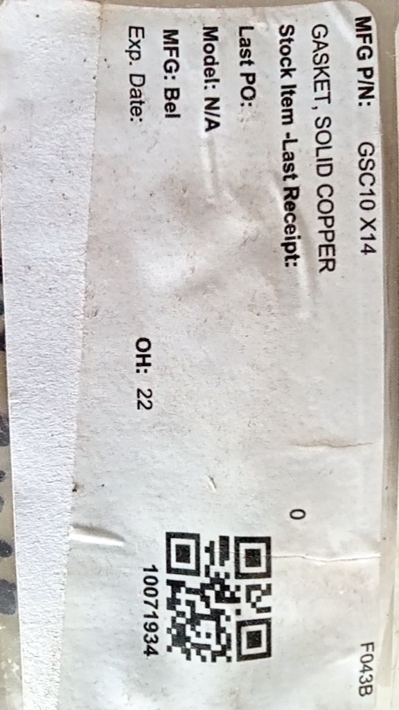 GASKET, SOLID COPPER