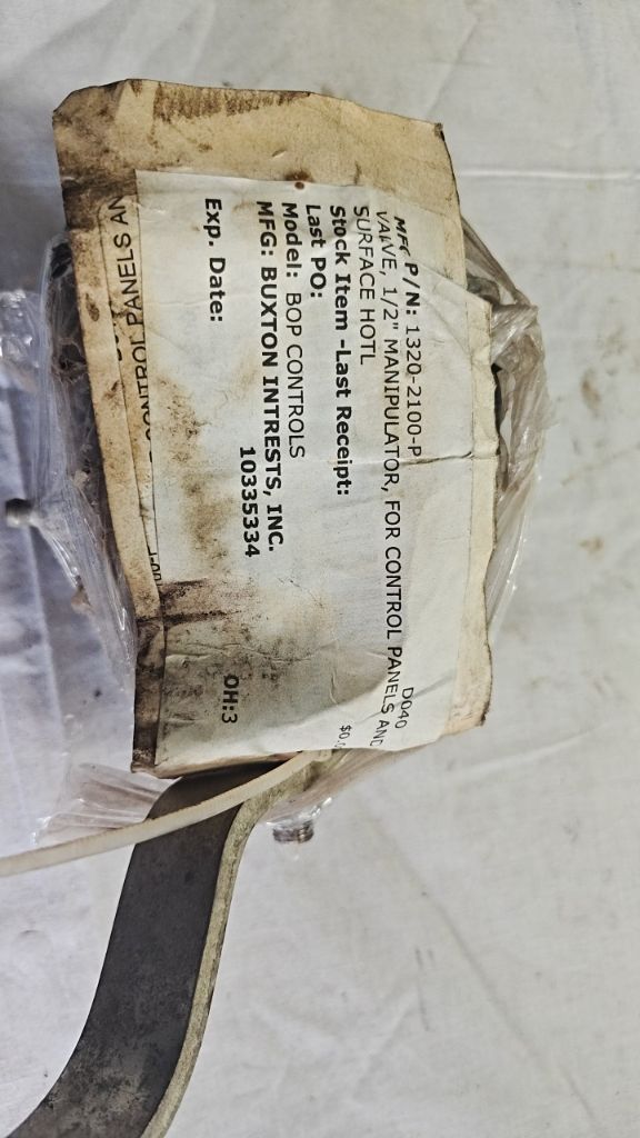 VALVE, 1/2" MANIPULATOR, FOR CONTROL PANELS AND SURFACE HOTL