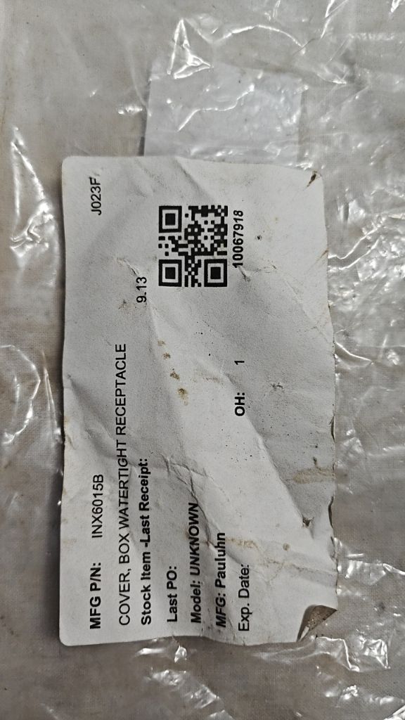 COVER, BOX WATERTIGHT RECEPTACLE