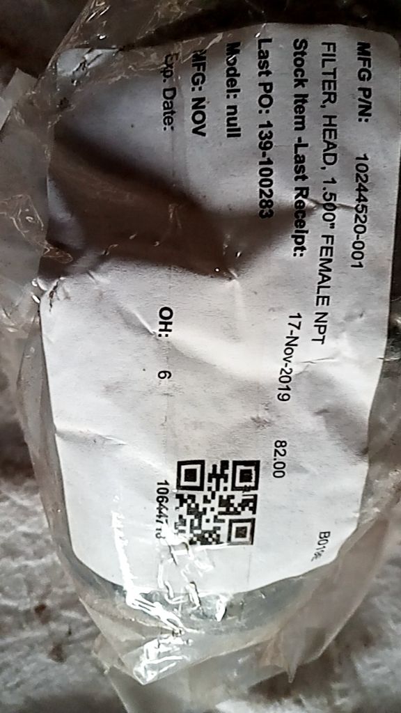 FILTER, HEAD, 1.50" FEMALE NPT