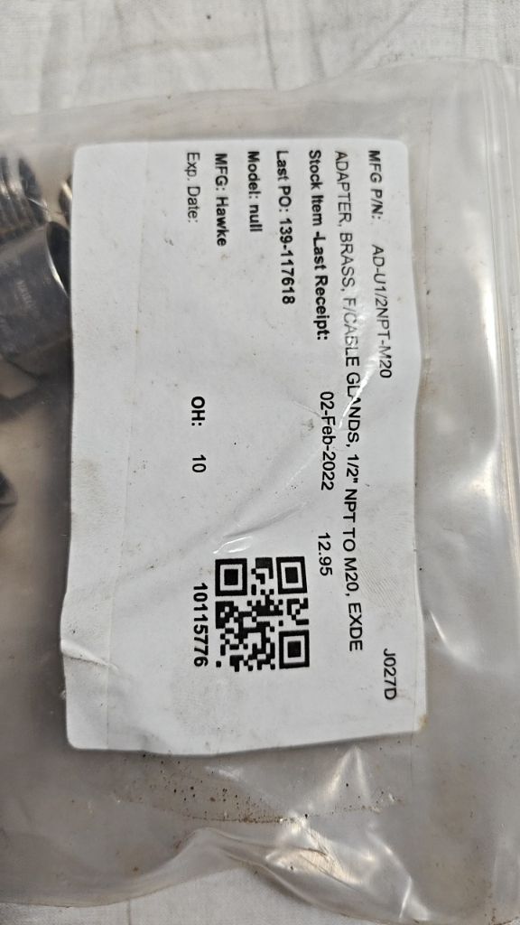 ADAPTER, BRASS, F/CABLE GLANDS, 1/2" NPT TO M20, EXDE