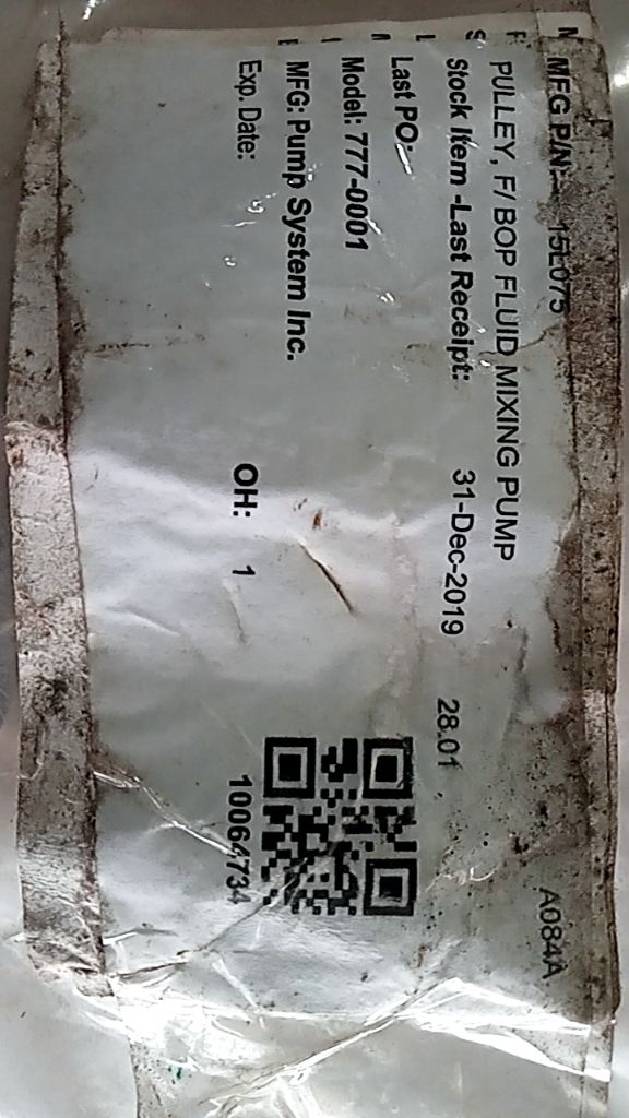 PULLEY, F/BOP FLUID MIXING PUMP