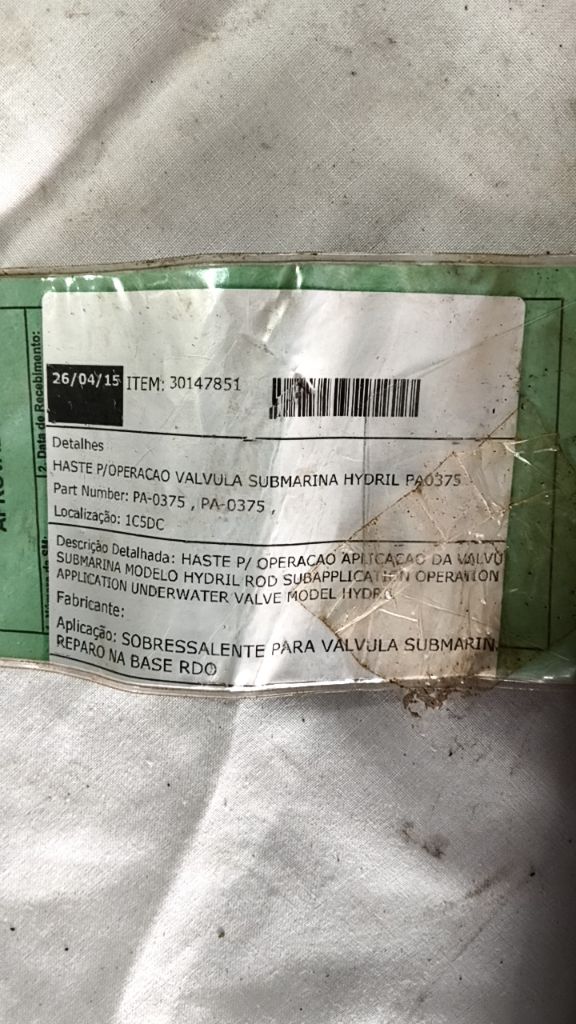 HASTE P/OPERACAO VALVULA SUBMARINA