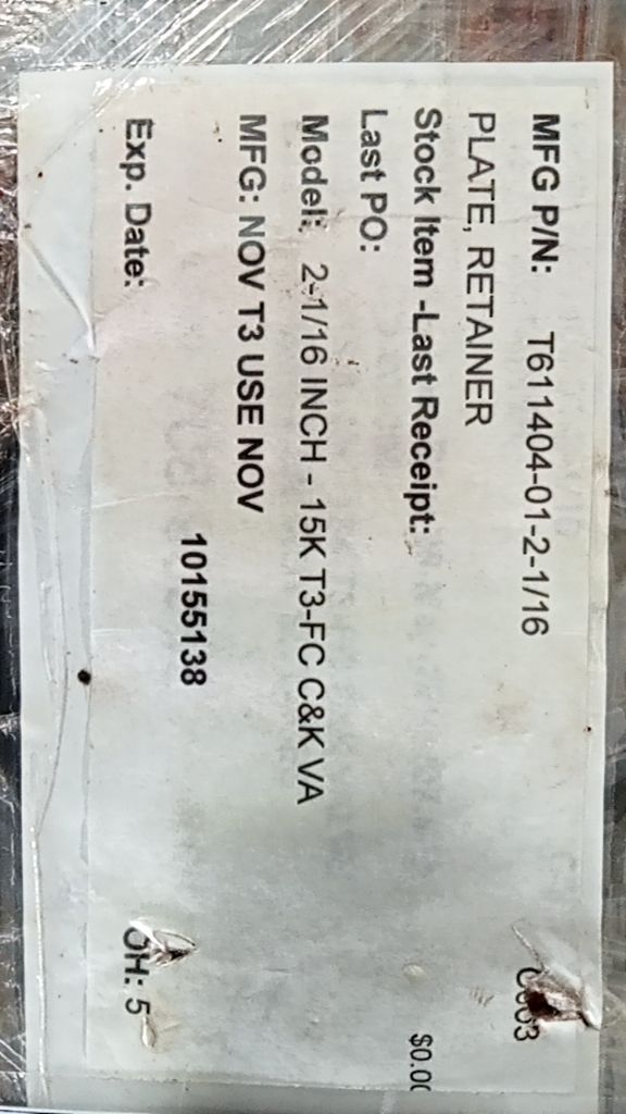 PLATE, RETAINER