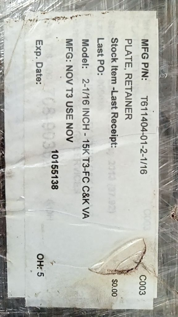 PLATE, RETAINER