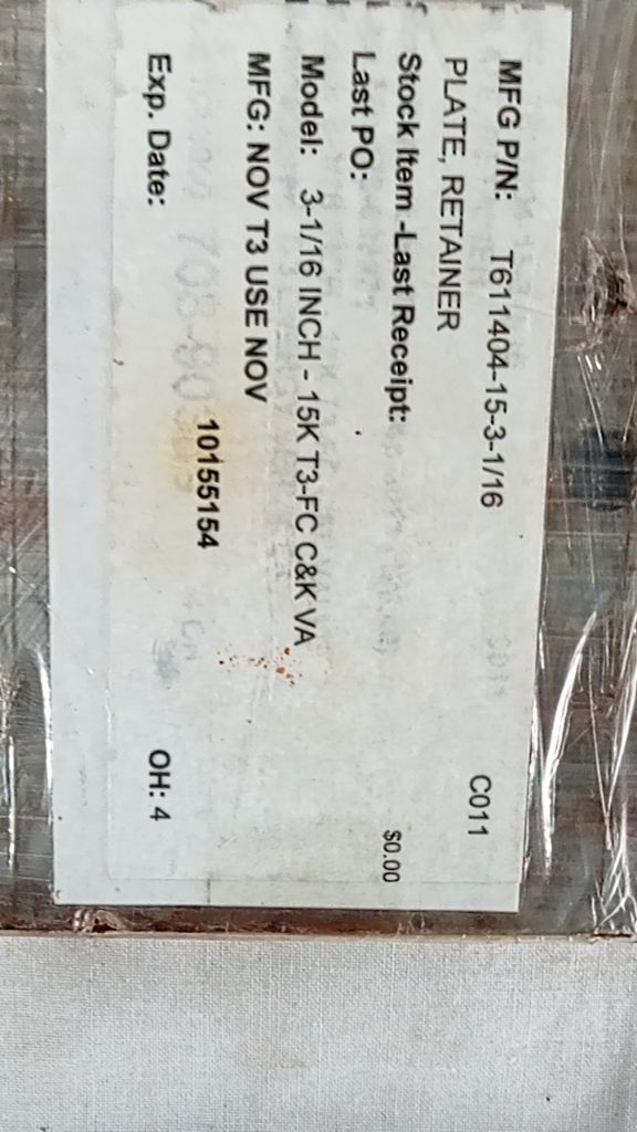 PLATE, RETAINER