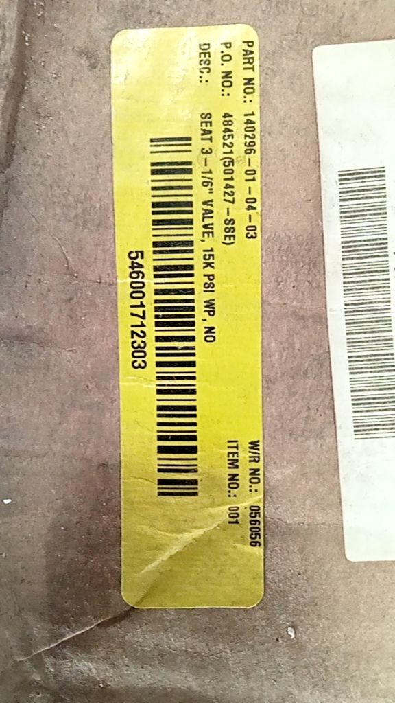 SEAT 3-1/16" VALVE, 15K PSI WP, NO