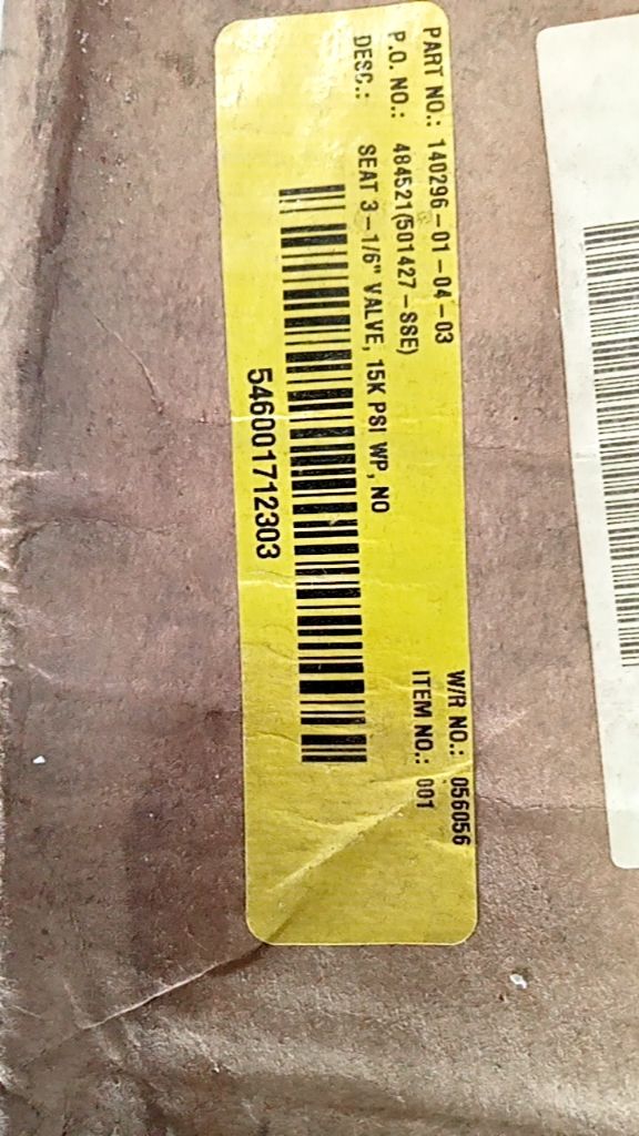 SEAT 3-1/16" VALVE, 15K PSI WP, NO